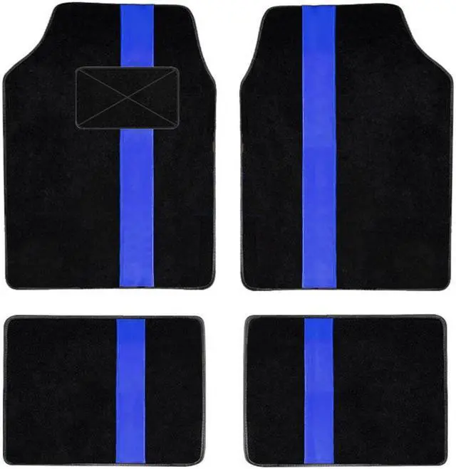 Main image of Car Waterproof Universal Fit Car Floor Mats, All-Weather Anti-Slip Cargo Liners  Driver Heel Pad Fit for SUV,Van,sedan, Trucks,Set of 4pcs Blue