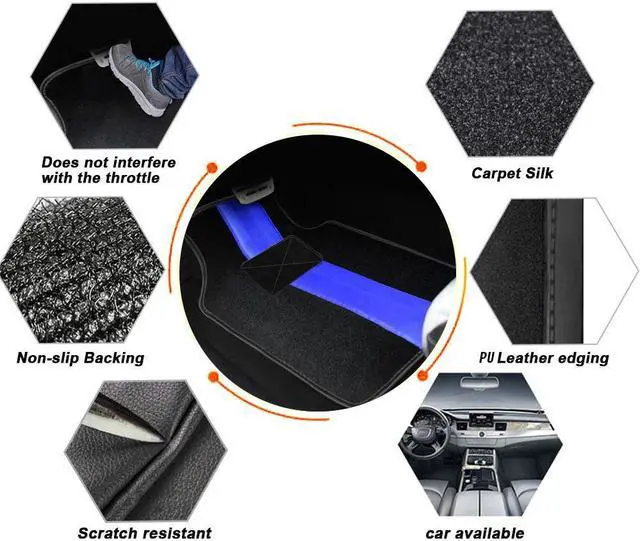 Alt view image 6 of 7 - Car Waterproof Universal Fit Car Floor Mats, All-Weather Anti-Slip Cargo Liners  Driver Heel Pad Fit for SUV,Van,sedan, Trucks,Set of 4pcs Blue