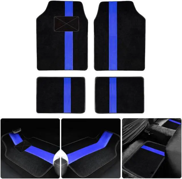 Alt view image 7 of 7 - Car Waterproof Universal Fit Car Floor Mats, All-Weather Anti-Slip Cargo Liners  Driver Heel Pad Fit for SUV,Van,sedan, Trucks,Set of 4pcs Blue