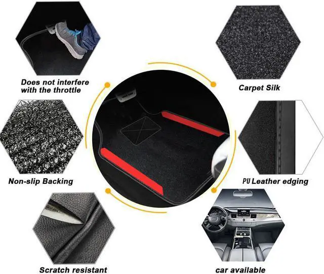Alt view image 6 of 7 - Car Waterproof Universal Fit Car Floor Mats, Car Mats Fit for SUV,Vans,sedans, Trucks,Set of 4pcs Car Carpet with Driver Heel Pad