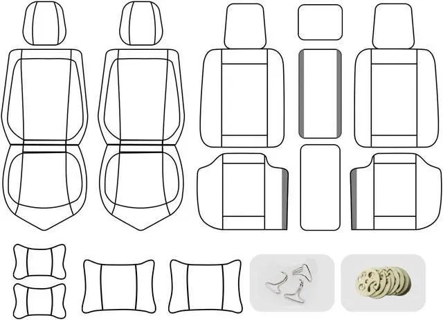 Alt view image 3 of 7 - Comfortable Car Seat Cover, 5 Front And Rear Seats, All-weather Car Seat Cover, PU Leather Car Cushion With Waist Support And Headrest, Beige Yellow