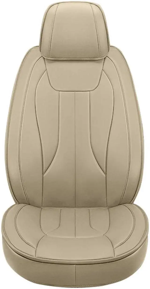 Main image of Comfortable Car Seat Cover, 5 Front And Rear Seats, All-weather Car Seat Cover, PU Leather Car Cushion,Beige