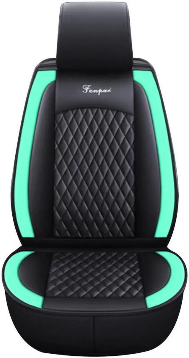Main image of Comfortable Car Seat Cover, 5 Front And Rear Seats, All-weather Car Seat Cover, PU Leather Car Cushion,Black Green
