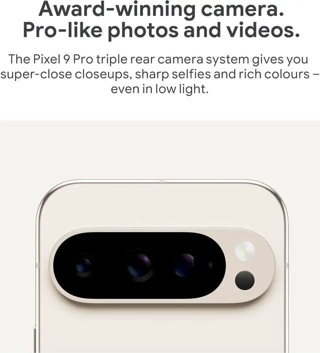 Alt view image 2 of 10 - Google Pixel 9 Pro XL Dual-SIM 128GB ROM + 16GB RAM (GSM Only | No CDMA) Factory Unlocked 5G Smartphone (Porcelain) - US Version