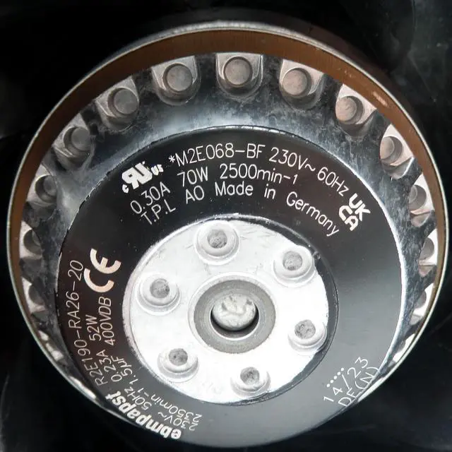 Alt view image 3 of 4 - EBM-Papst R2E190-RA26-20 230VAC 190mm x 68.5mm Centrifugal Fan