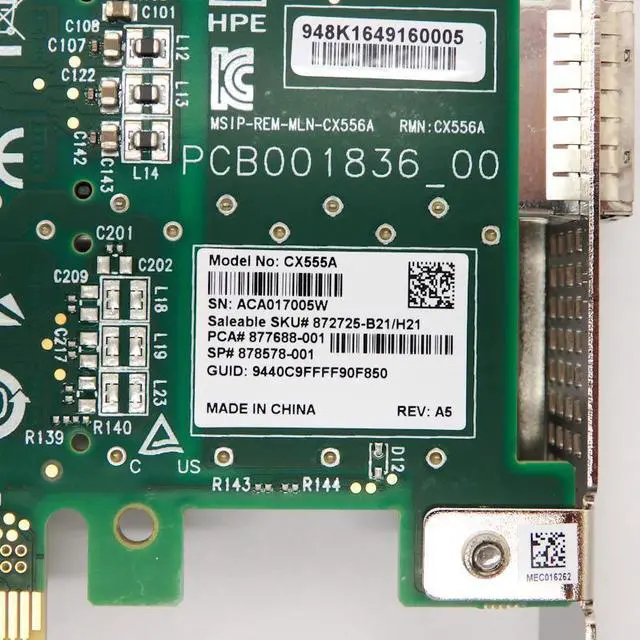 Alt view image 3 of 5 - HPE Infiniband EDR 100GB 1-Port 841QSFP28 Adapter 872725-B21/H21 878578-001