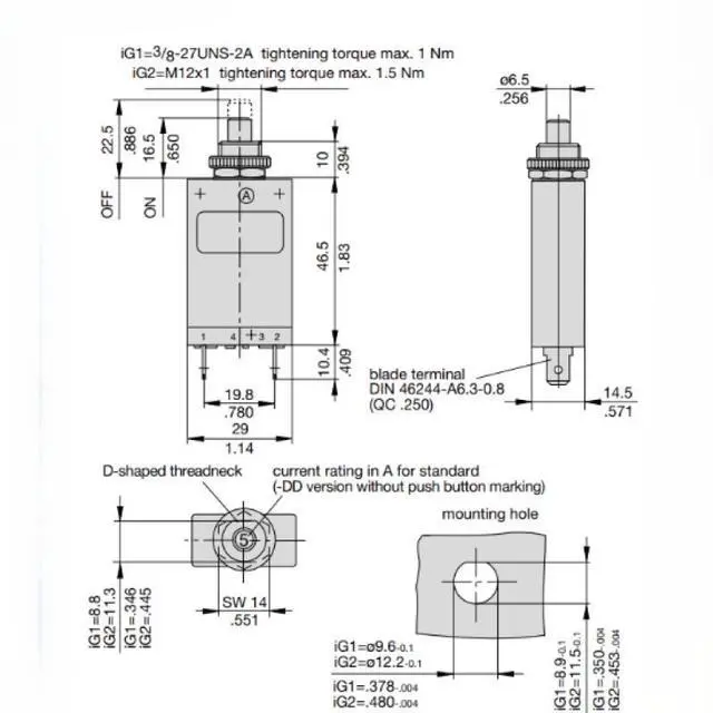 Alt view image 4 of 4 - E-T-A 1 Pole 15A 250VAC 28VDC Thermal Circuit Breaker 2-5700-IG1-P10