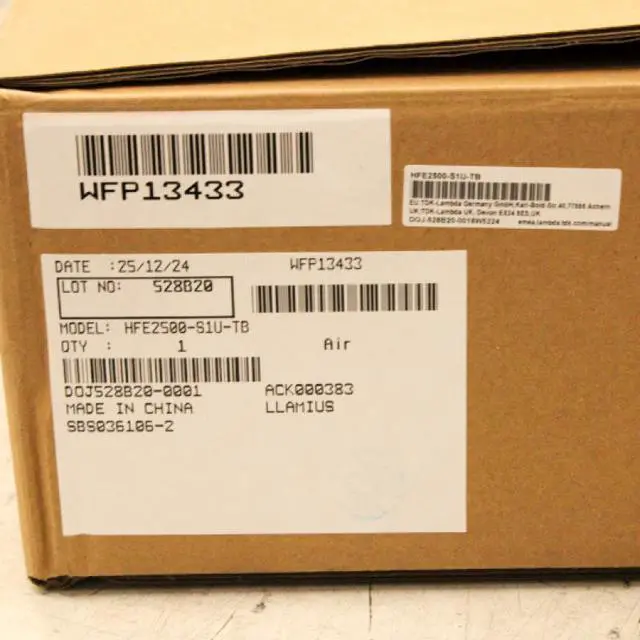 Alt view image 3 of 4 - TDK-Lambda HFE2500-S1U-TB 1U Power Shelf for HFE2500 Series Rack Mount TB