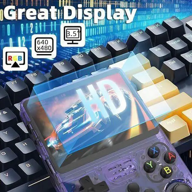 Alt view image 3 of 7 - NDUP R36S Retro Handheld Game Console with 128G Built-in 20000+ Classic Games Open Source Linux System 3.5 Inch IPS Screen Portable Pocket Video Player Red