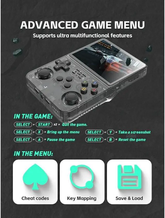 Alt view image 7 of 7 - NDUP R36S Retro Handheld Game Console with 128G Built-in 20000+ Classic Games Open Source Linux System 3.5 Inch IPS Screen Portable Pocket Video Player Red