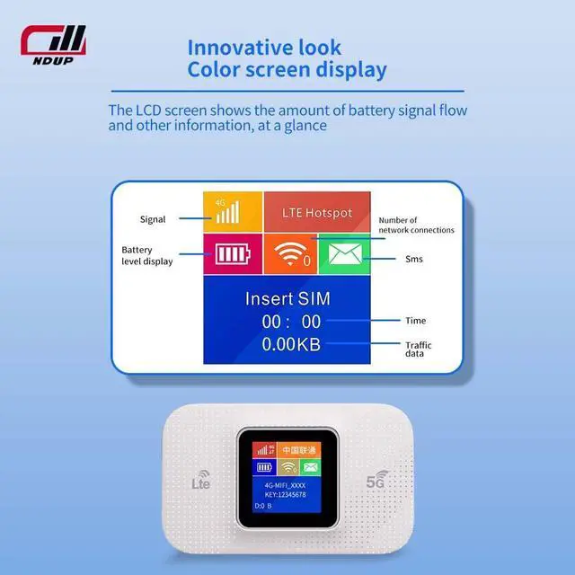 Alt view image 5 of 7 - NDUP H809PRO MiFi Router, Portable 4G LTE Mobile WiFi Hotspot, Speeds Up to 150Mbps