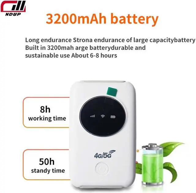 Alt view image 2 of 7 - NDUP H808+ 4G LTE Wireless Router, Portable WiFi, 150Mbps, SIM Card Slot, 3200mAh Battery