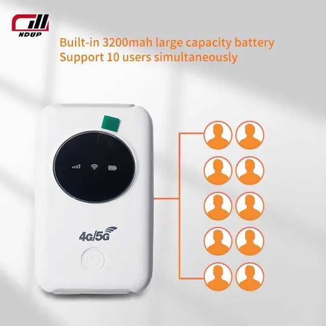 Alt view image 3 of 7 - NDUP H808+ 4G LTE Wireless Router, Portable WiFi, 150Mbps, SIM Card Slot, 3200mAh Battery