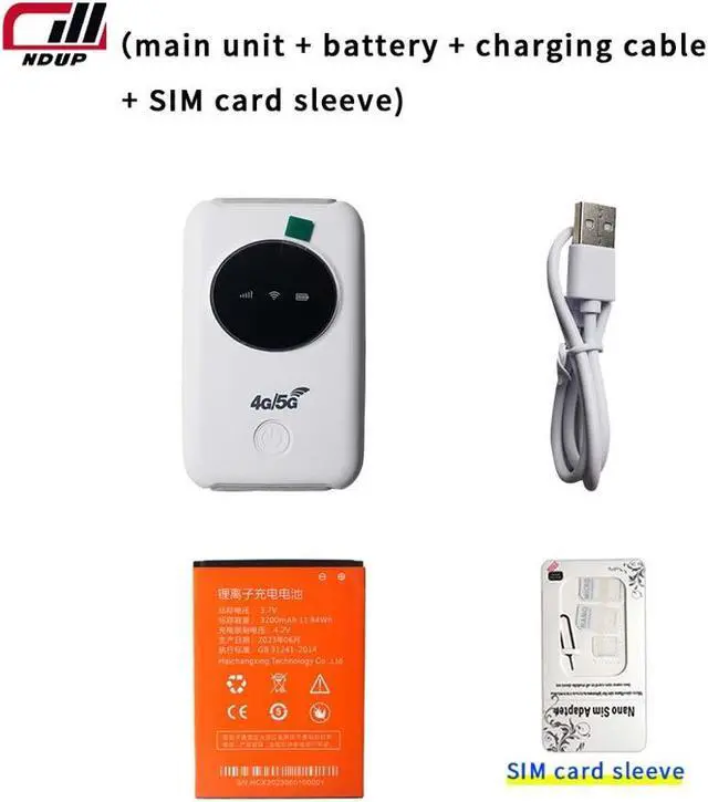 Alt view image 7 of 7 - NDUP H808+ 4G LTE Wireless Router, Portable WiFi, 150Mbps, SIM Card Slot, 3200mAh Battery