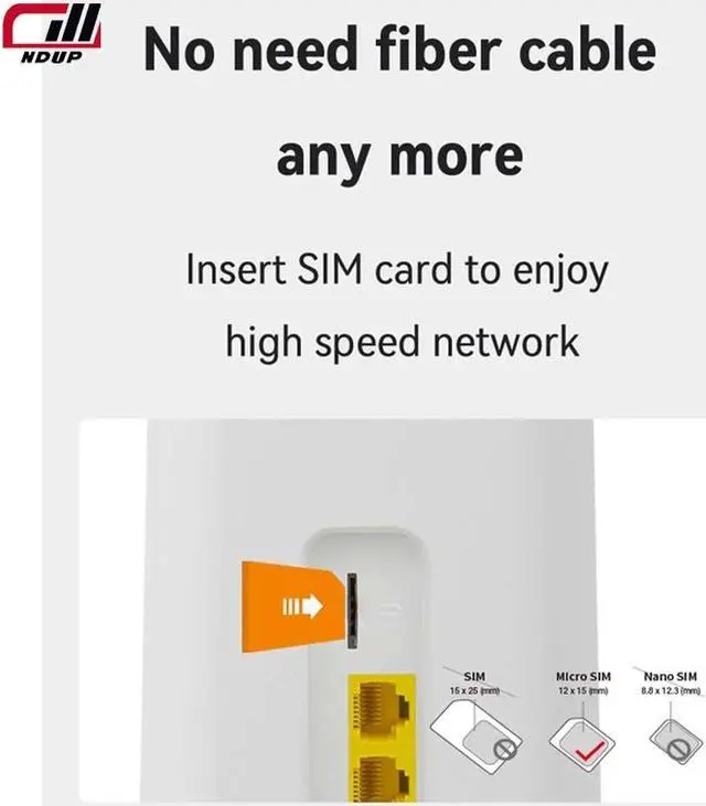 Alt view image 3 of 7 - NDUP CPF101 4G/5G Router, Dual Band 2.4GHz & 5GHz, Connects Up to 32 Devices, 300Mbps, SIM Card Slot