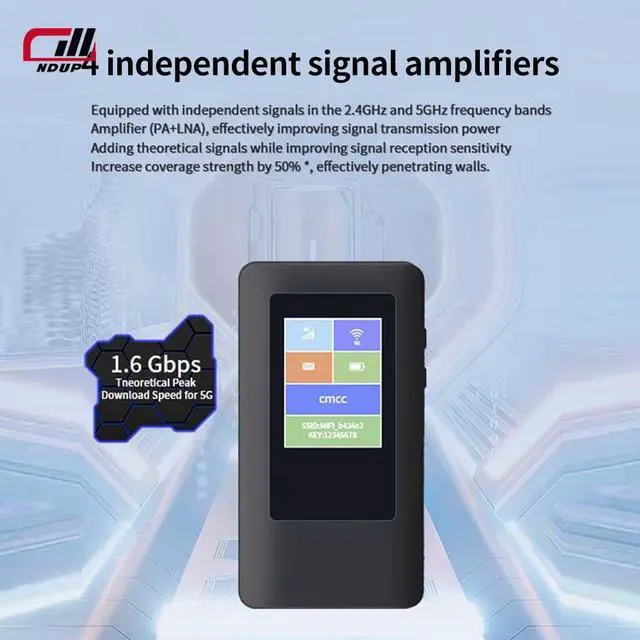 Alt view image 2 of 6 - NDUP H68-2 5G MiFi Router, Dual-Band WiFi, Hot-Swappable SIM, Speeds Up to 3.74Gbps