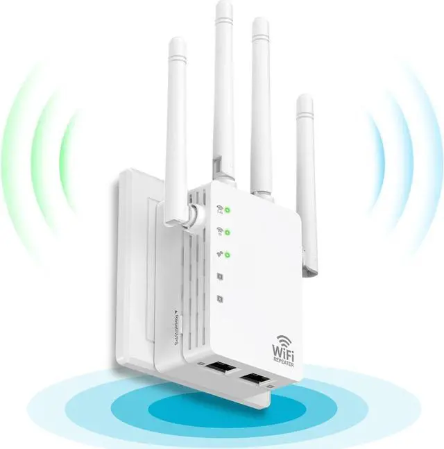 Alt view image 2 of 6 - NDUP 1200Mbps WiFi Extender for Home, Signal Booster, Coverage Up to 12,880 Sq. Ft, Supports 105 Devices, With Ethernet Port LYQ4572