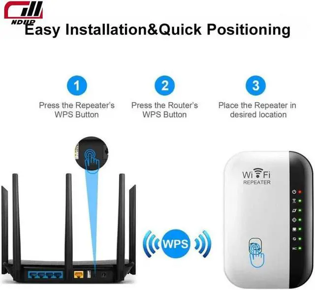 Alt view image 2 of 7 - NDUP WiFi Extender, Signal Booster, Coverage Up to 3000 Sq. Ft, Internet Booster with Ethernet Port, WiFiBlast, One-Click Setup, Access Point MWS-Z300B