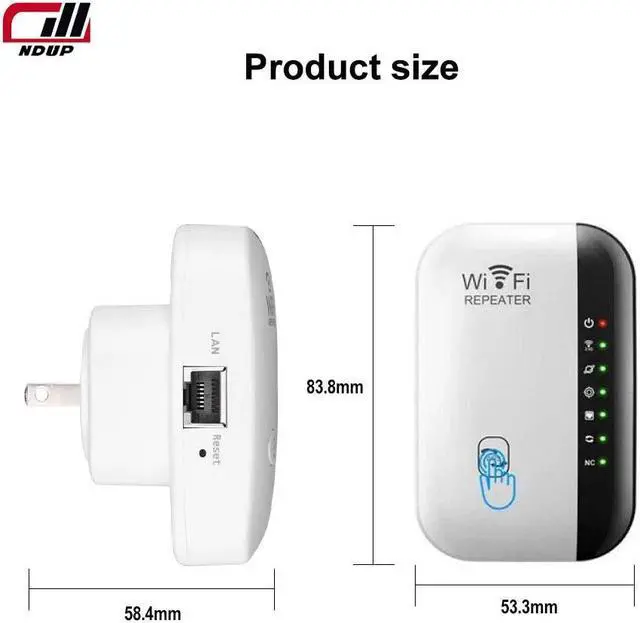 Alt view image 7 of 7 - NDUP WiFi Extender, Signal Booster, Coverage Up to 3000 Sq. Ft, Internet Booster with Ethernet Port, WiFiBlast, One-Click Setup, Access Point MWS-Z300B