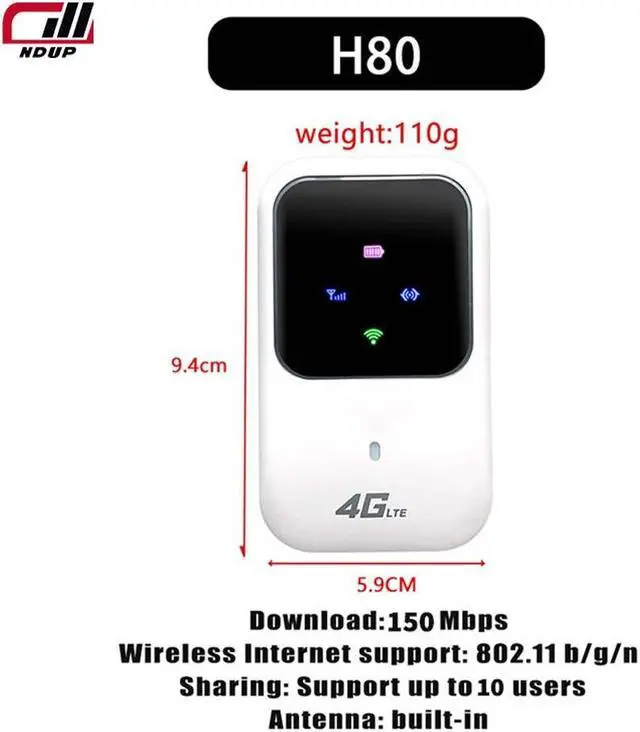 Alt view image 5 of 7 - NDUP H80 Portable WiFi Modem - NEW 4G LTE MiFi Hotspot, Connects Multiple Devices, High-Speed Internet Anytime, Anywhere