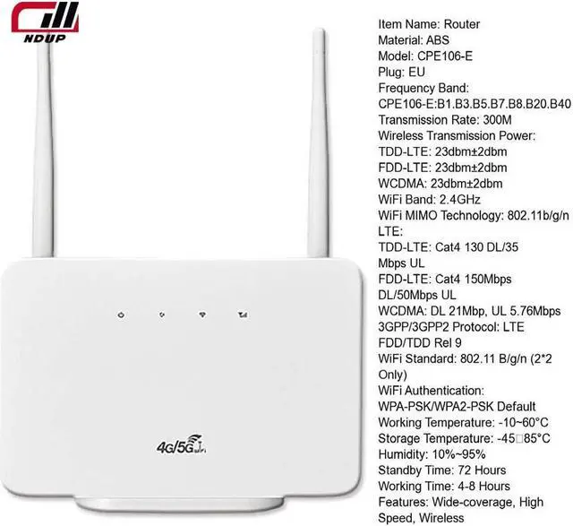 Alt view image 7 of 7 - NDUP H106 4G/5G Wireless Router - SIM Card Slot, Supports Multi-User Connectivity
