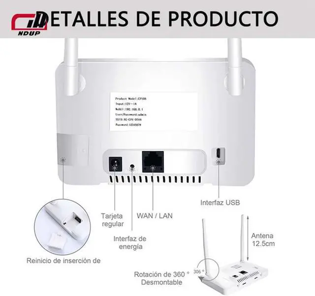 Alt view image 4 of 7 - NDUP H106 4G/5G Wireless Router - SIM Card Slot, Supports Multi-User Connectivity