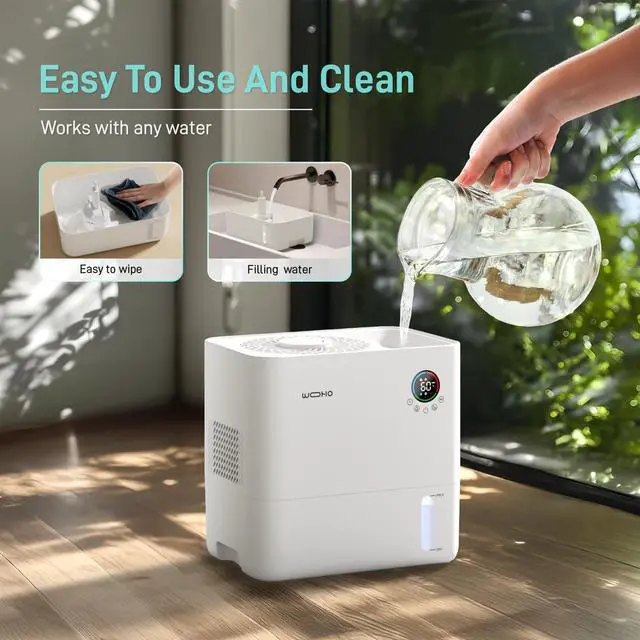 Alt view image 4 of 7 - Wooohoo 5L Ultra-Quiet Humidifier with Smart Humidity Control, Aromatherapy, 5-Level Adjustment, Touch & Remote Control, Perfect for Home, Bedroom, and Office (1.32 Gallon)