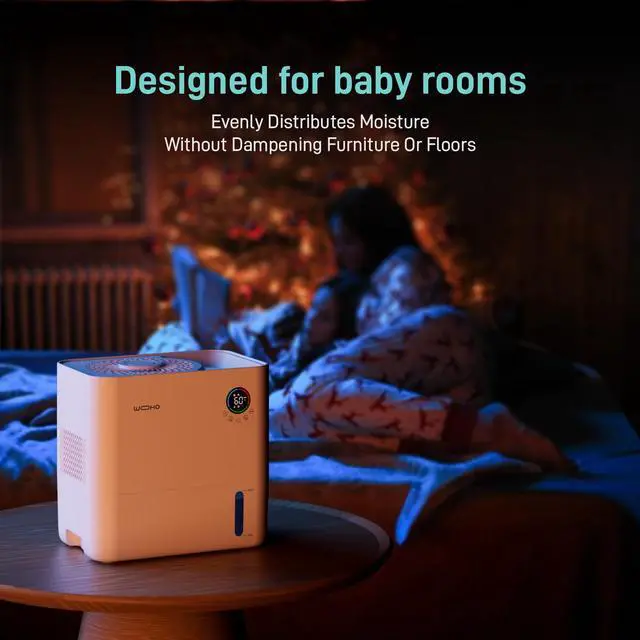 Alt view image 6 of 7 - Wooohoo 5L Ultra-Quiet Humidifier with Smart Humidity Control, Aromatherapy, 5-Level Adjustment, Touch & Remote Control, Perfect for Home, Bedroom, and Office (1.32 Gallon)