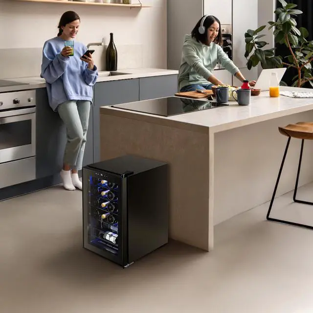 Alt view image 7 of 7 - Yeego 20-Bottle Wine Cooler (2.19 cu.ft)  Freestanding Refrigerator with Digital Temperature Control, UV-Resistant Glass Door & Quiet Cooling for Home, Dorm, and Bar Storage