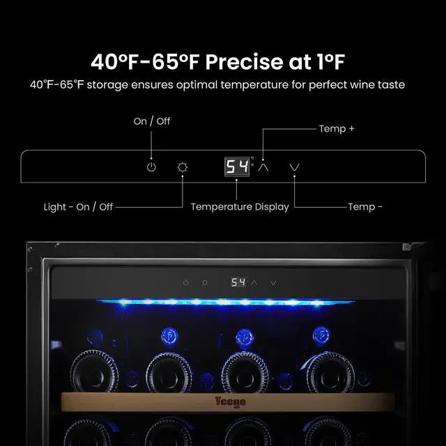 Alt view image 5 of 7 - Yeego 145L Wine Cooler - 47-Bottle Capacity & Dual-Zone 40-65°F Cooling Stainless Steel Door + Blue LED Lighting | Compressor Cooling for Home/Bar/Kitchen