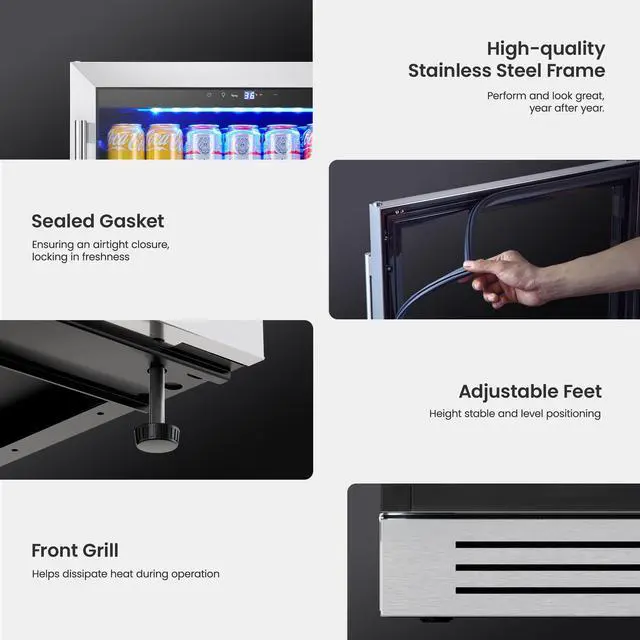 Alt view image 4 of 7 - Yeego 145L Beverage Cooler - 34-54°F Precision Cooling & Stainless Steel Design
Whisper-Quiet Operation | 140-Can Capacity & Auto Defrost for Home/Bar/Kitchen