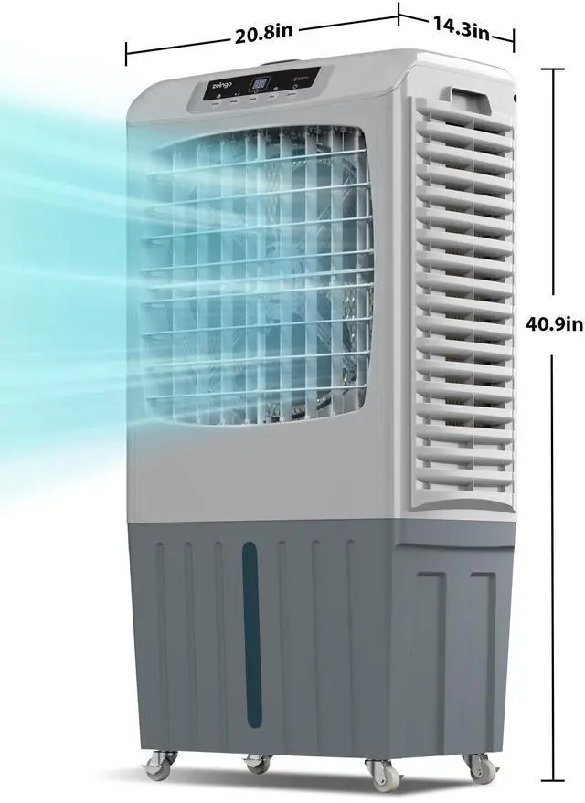 Alt view image 2 of 7 - Zelngo ZG-17DN Evaporative Air Cooler with Ice Boxes - 40L Large Capacity, 3 Wind Speeds, 100° Oscillation, 24-Hour Timer - Quiet Cooling Solution for Bedroom, Living Room, and Outdoor Use