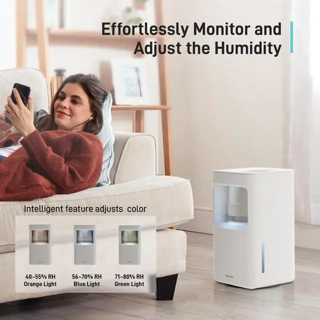 Alt view image 7 of 7 - Wooohoo 8L Mist-Free Humidifier  Large 2.11-Gallon Water Tank,20-Hour Continuous Operation, 40%-80% Humidity Adjustment, Aroma Diffuser Ideal for Dry Seasons, Living Rooms, or Nurseries