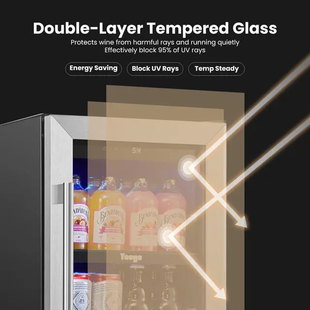 Alt view image 4 of 7 - Yeego 85L Compact Beverage Cooler & Energy-Efficient Wine Refrigerator  80-Can Capacity, Eco-Friendly R600a Cooling, Reversible Door  Ideal for Home, Office, or Small Cafes