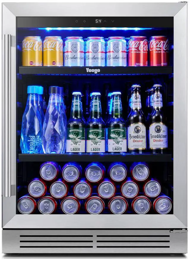 Main image of Yeego 145L Beverage Cooler & Energy-Efficient Beverage Refrigerators  140-Can Capacity, Precise 1-12°C Cooling, Stainless Steel Door, Whisper-Quiet  Ideal for Home, Kitchen, or Party Use