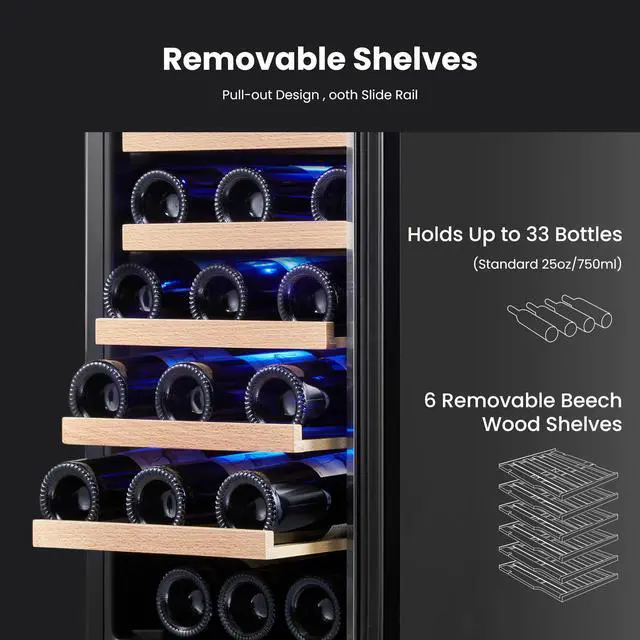 Alt view image 7 of 7 - Yeego 85L Compressor Wine Cooler & Energy-Efficient Wine Fridge - 33-Bottle Capacity, Dual Temperature Control, Stainless Steel Design, Auto Defrost - Perfect for Home, Kitchen, or Wine Cellar