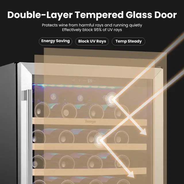 Alt view image 5 of 7 - Yeego 145L Energy-Efficient Wine Refrigerators & Wine Cooler  47-Bottle Storage, Stainless Steel Door, Quiet Operation, Auto Defrost  Professional-Grade for Bars, Restaurants, and Events