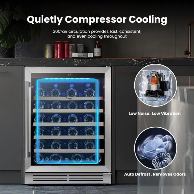 Alt view image 6 of 7 - Yeego 145L Energy-Efficient Wine Refrigerators & Wine Cooler  47-Bottle Storage, Stainless Steel Door, Quiet Operation, Auto Defrost  Professional-Grade for Bars, Restaurants, and Events