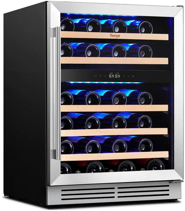 Main image of Yeego 145 L Wine Refrigerators & Energy-Efficient 24" Wine Cooler - 47-Bottle Capacity, Dual Temperature Control (40-65°F), Compressor Cooling, Stainless Steel Door - Perfect for Home or Wine Cellar