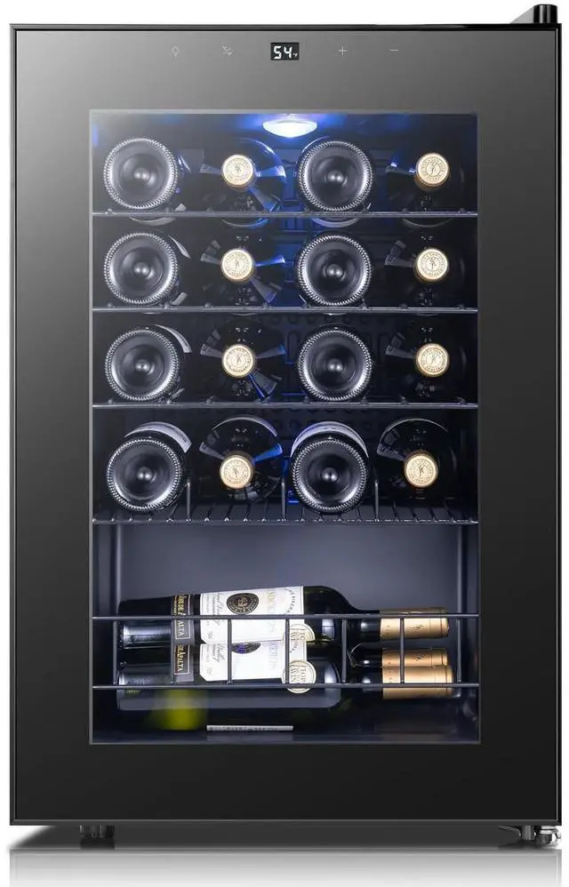 Main image of Yeego 2.2 cu.ft Wine Cooler Refrigerator, Freestanding Compressor Wine Cellar, 20 Bottle Wine Fridge with Double-Pane Glass Door & Adjustable Shelves, 38-65°F Temp Control for Red and White, Champagne