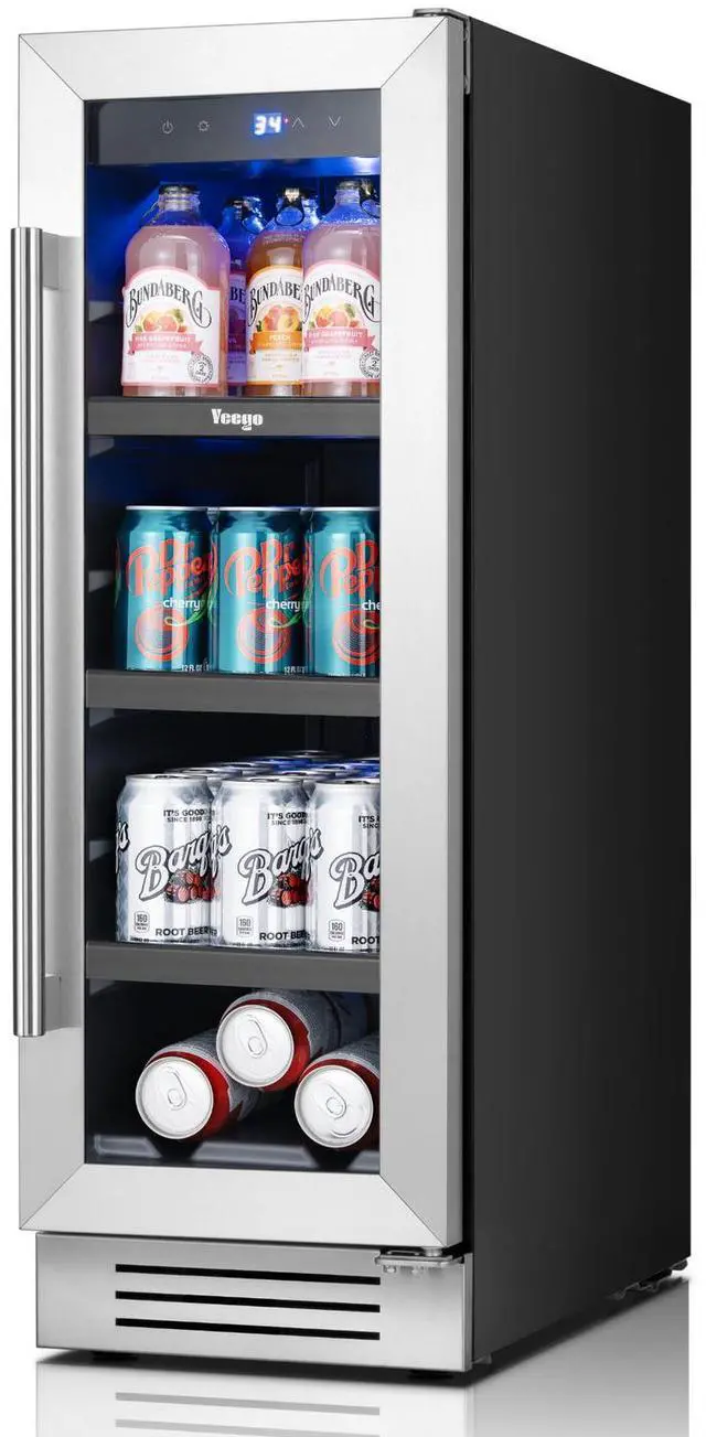 Main image of Yeego 12 Inch Beverage Refrigerator Cooler - 60 Can Mini Fridge with Double-Layer Tempered Glass Door, Adjustable Shelves, 34-54°F Digital Temp Control for Beer Soda Water Wine, Built-in/Freestanding