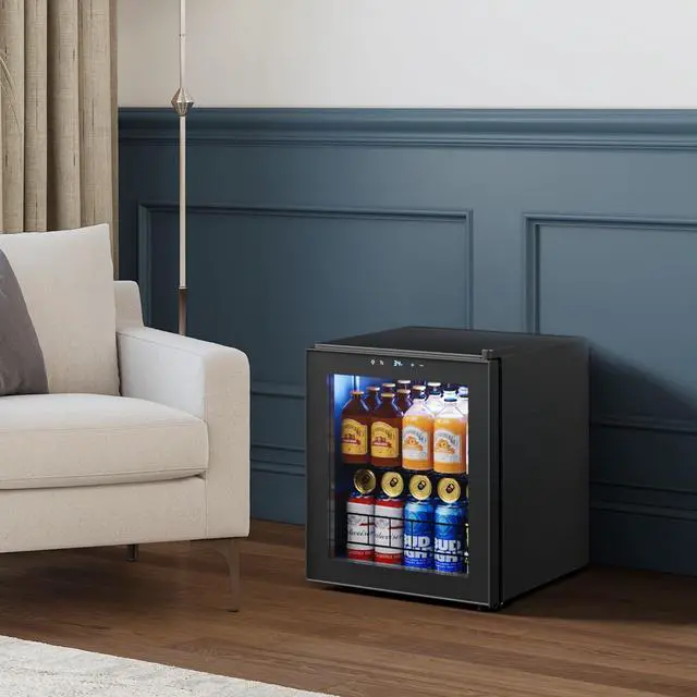 Alt view image 7 of 7 - Yeego Beverage Refrigerator, 65 Can Mini Fridge Compressor with Glass Door & Adjustable Shelves, 34°F-54°F Digital Temperature Control, Freestanding/Countertop Drink Cooler for Home Bar Kitchen