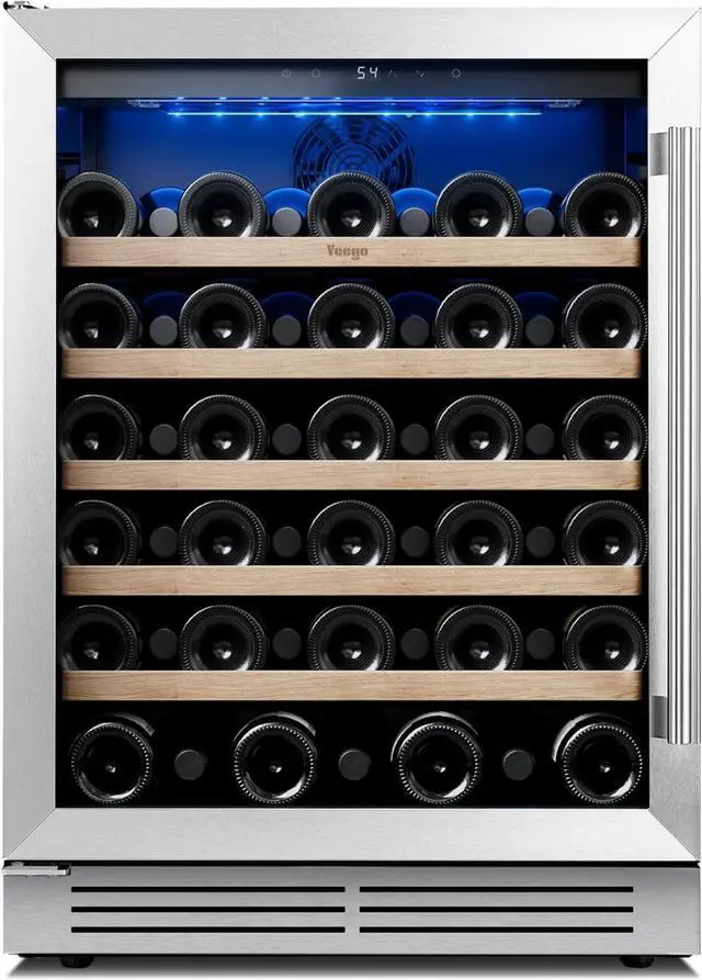 Main image of Yeego 24 Inch Wine Cooler Refrigerator - 52 Bottles Wine Fridge with Glass Door & Adjustable Shelves, 40-65°F Digital Temperature Control, Built-In or Freestanding for Home Bar Office (Left-Hinged)