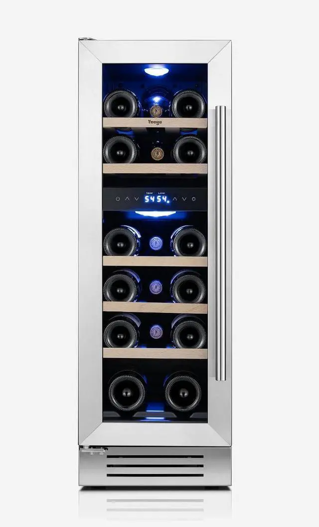 Main image of Yeego 12 Inch Wine Cooler, 17 Bottle Dual Zone Wine Fridge with Glass Door, Adjustable Shelves, 40-65°F Wine Cellar, Compressor & Fan Cooling, Built-In or Freestanding for Home Bar Kitchen(Left-Hinge)