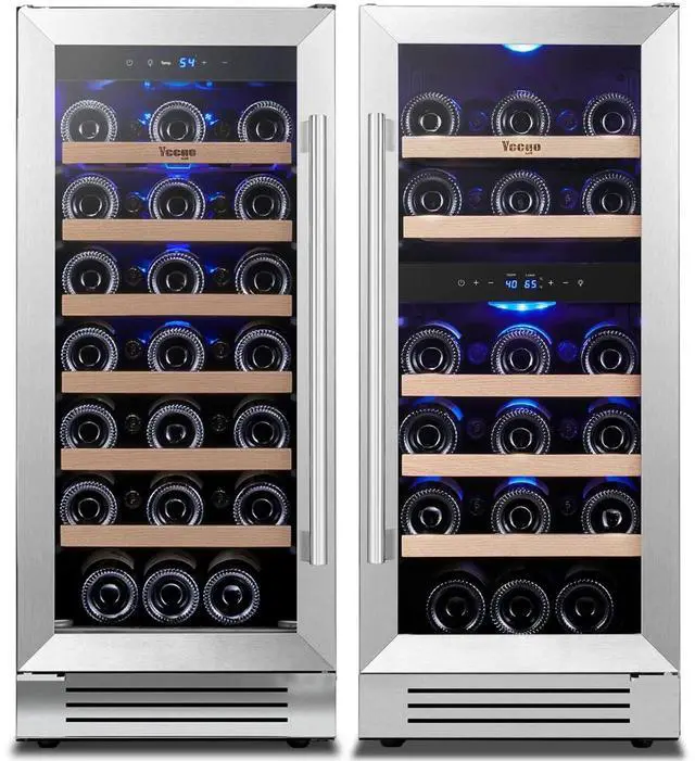 Main image of Yeego 30 Inch Wine Cooler Refrigerator Combo - Two Sets of 15 Inch Wine Fridge Glass Door, Hold 61 Bottles, Triple Zone 40-65°F Temp Control, LED Light, Built-in or Freestanding for Home Bar Office