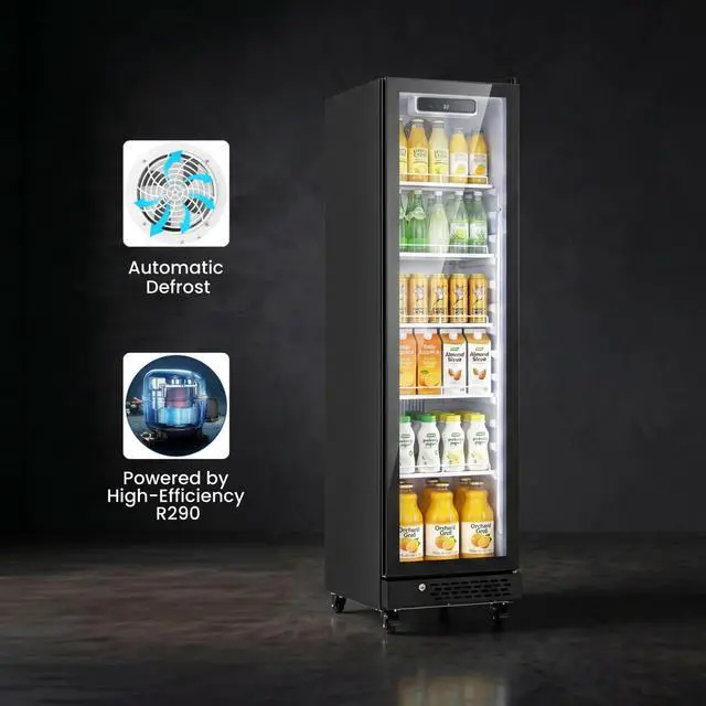 Alt view image 4 of 7 - Yeego 6.9 Cu.Ft. Commercial Refrigerator, Glass Door Display Beverage Fridge with Dual-Layer Glass Door & Adjustable Shelves, LED Light, Upright Beverage Cooler Merchandiser for Shop Restaurant Bar
