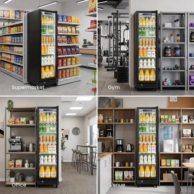 Alt view image 7 of 7 - Yeego 6.9 Cu.Ft. Commercial Refrigerator, Glass Door Display Beverage Fridge with Dual-Layer Glass Door & Adjustable Shelves, LED Light, Upright Beverage Cooler Merchandiser for Shop Restaurant Bar