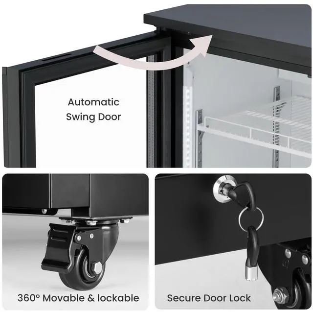 Alt view image 5 of 7 - Yeego Commercial Beverage Refrigerator, 8.3 Cu.Ft Dual-Layer Glass Door Display Fridge with Adjustable Shelves and LED Light Merchandiser Refrigerator, 32-50°F for Supermarket Store Bar Restaurant