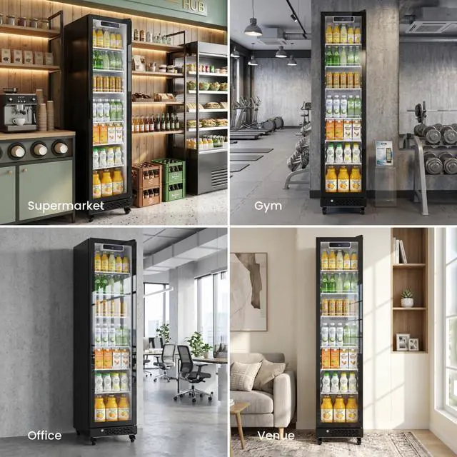 Alt view image 6 of 7 - Yeego Commercial Beverage Refrigerator, 8.3 Cu.Ft Dual-Layer Glass Door Display Fridge with Adjustable Shelves and LED Light Merchandiser Refrigerator, 32-50°F for Supermarket Store Bar Restaurant