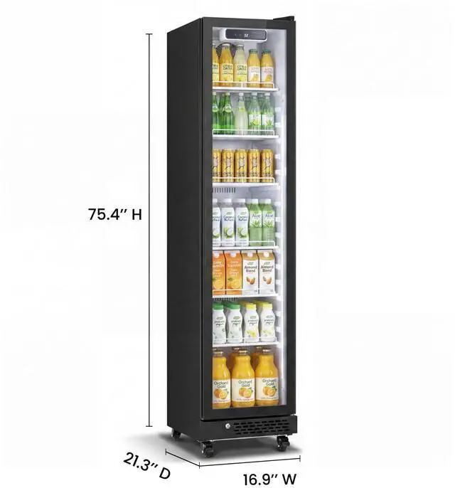Alt view image 2 of 7 - Yeego Commercial Beverage Refrigerator, 8.3 Cu.Ft Dual-Layer Glass Door Display Fridge with Adjustable Shelves and LED Light Merchandiser Refrigerator, 32-50°F for Supermarket Store Bar Restaurant